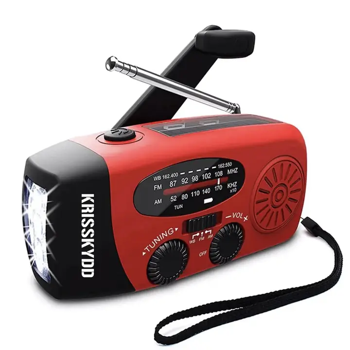 Nödradio med vev, solpanel och powerbank